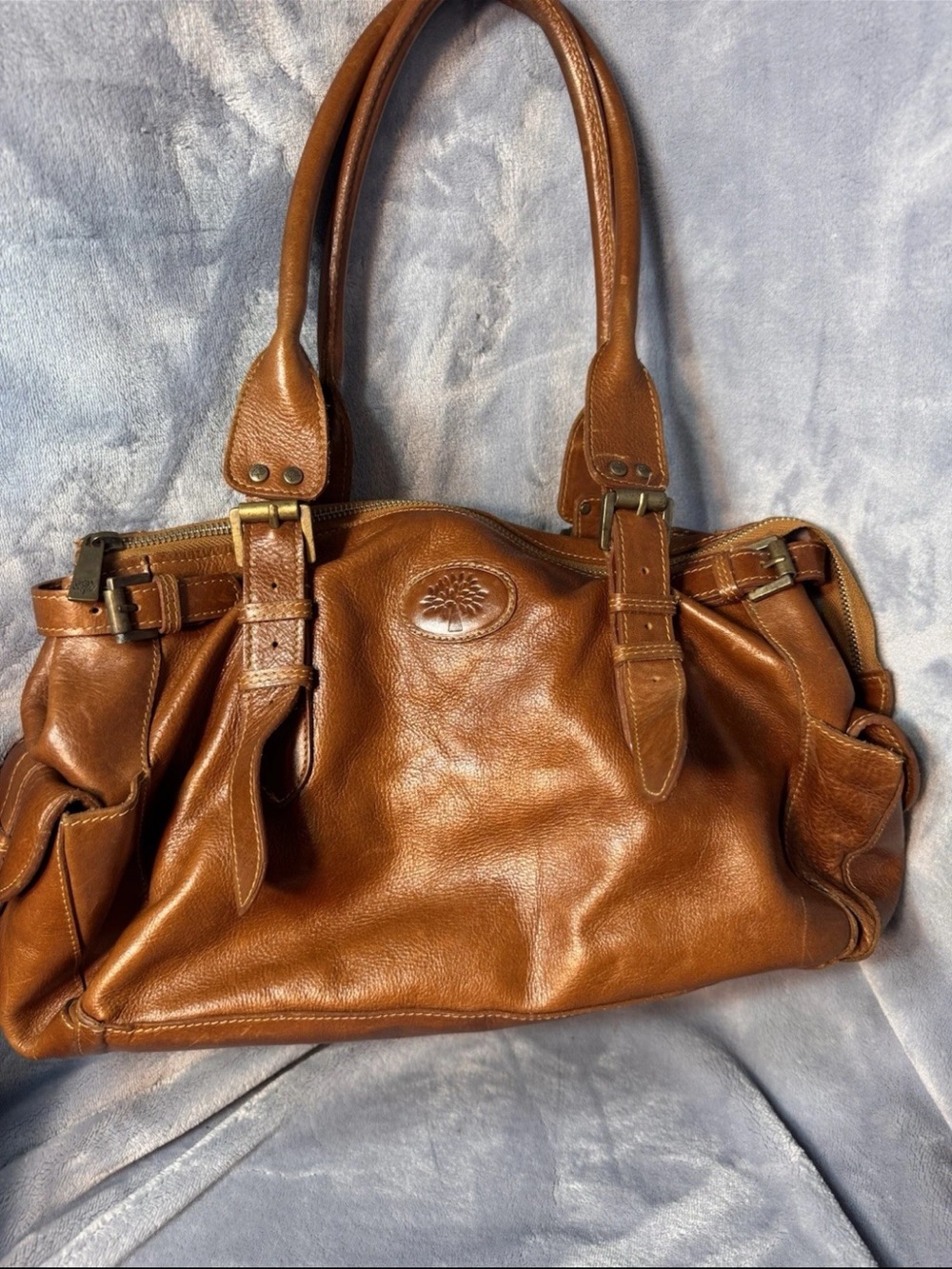 Mulberry Brown Leather Double-Handle Shoulder Bag